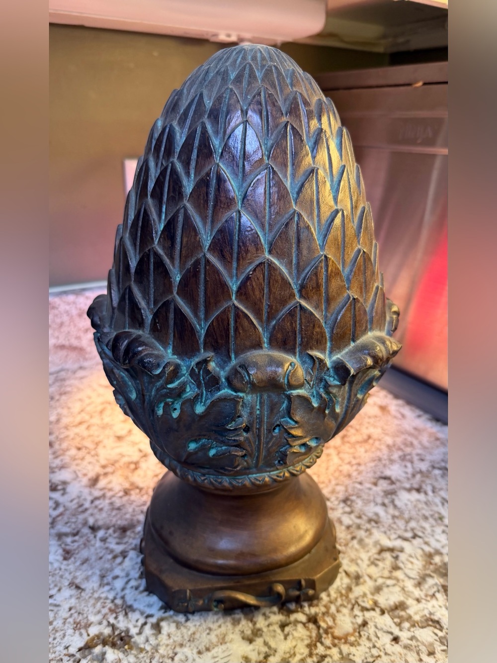 Verdigris Bronze Pinecone Accent Finial - Decorative Home Vase